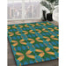 Patterned Green Novelty Rug in Family Room, pat2874