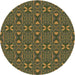 Square Machine Washable Transitional Army Green Rug in a Living Room, wshpat2875brn