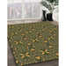 Patterned Army Green Rug in Family Room, pat2875brn