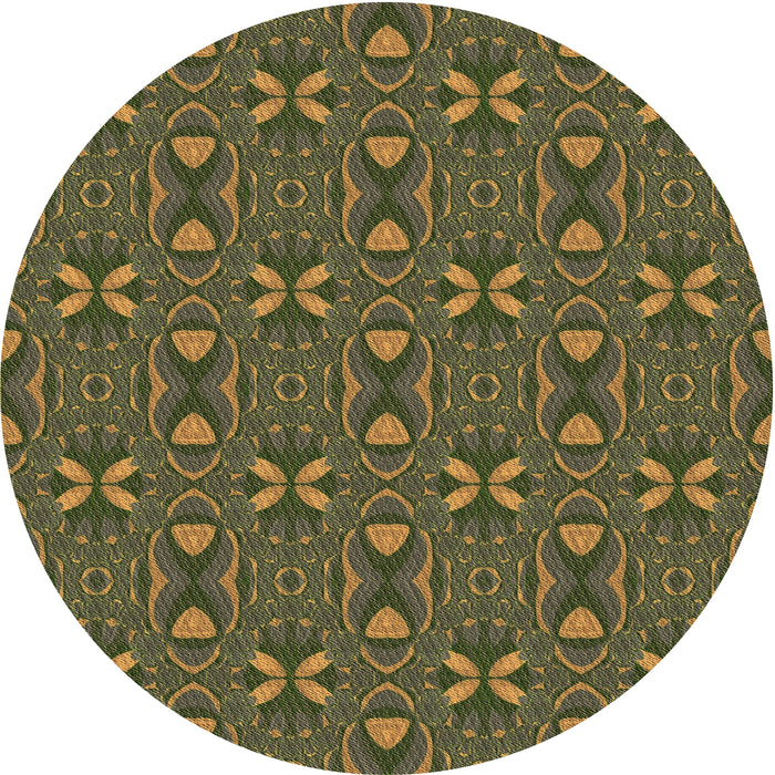 Square Patterned Army Green Rug, pat2875brn