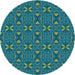 Square Machine Washable Transitional Teal Green Rug in a Living Room, wshpat2875lblu