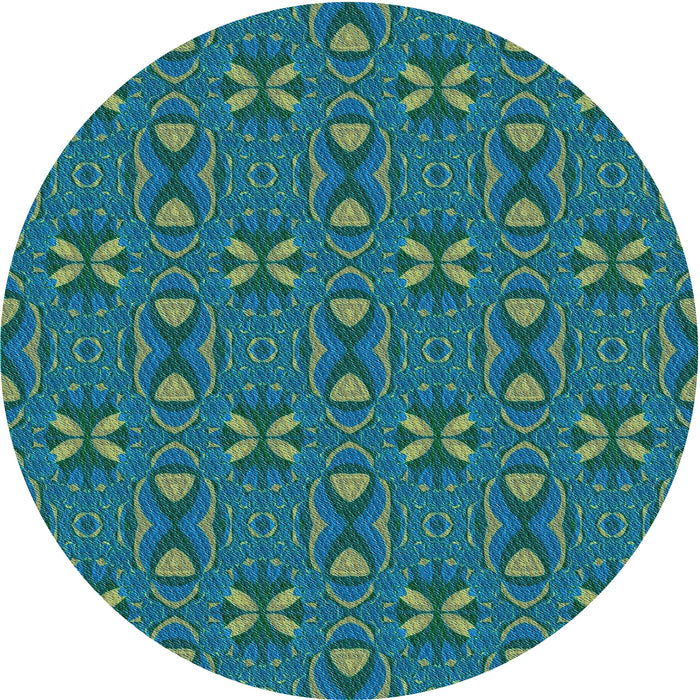 Square Patterned Teal Green Rug, pat2875lblu