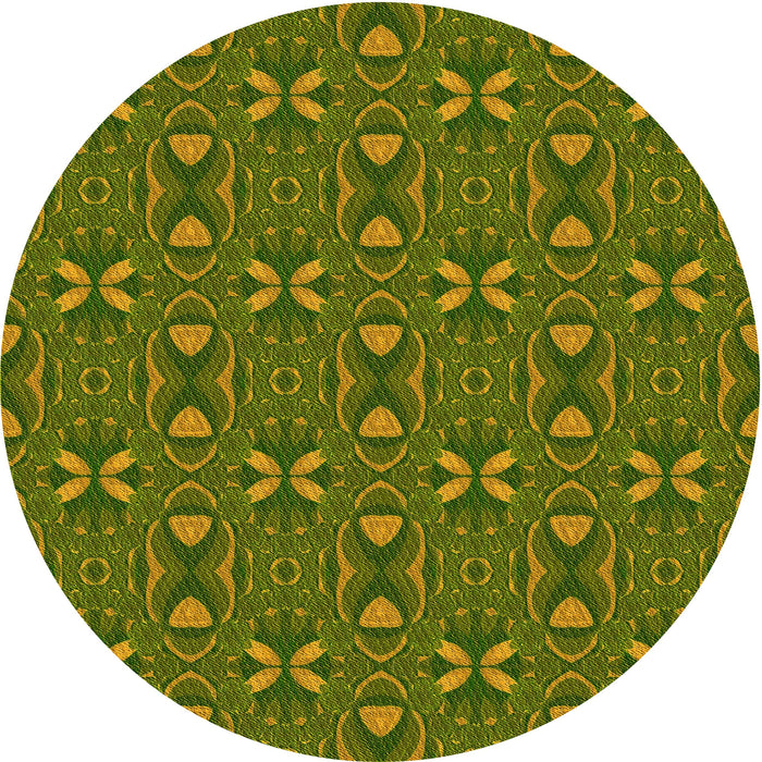 Square Patterned Dark Yellow Green Rug, pat2875yw
