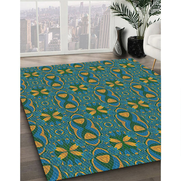 Patterned Mint Green Novelty Rug in Family Room, pat2875