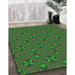 Patterned Army Green Rug in Family Room, pat2876grn