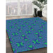 Machine Washable Transitional Sapphire Blue Rug in a Family Room, wshpat2876lblu