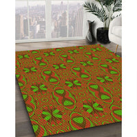 Patterned Tomato Red Rug, pat2876yw