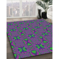 Patterned Bright Purple Modern Rug, pat2876