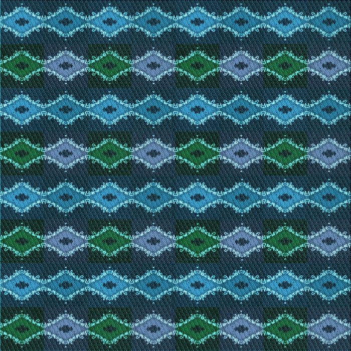Round Machine Washable Transitional Deep-Sea Blue Rug, wshpat2877lblu