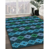 Patterned Deep-Sea Blue Rug, pat2877lblu