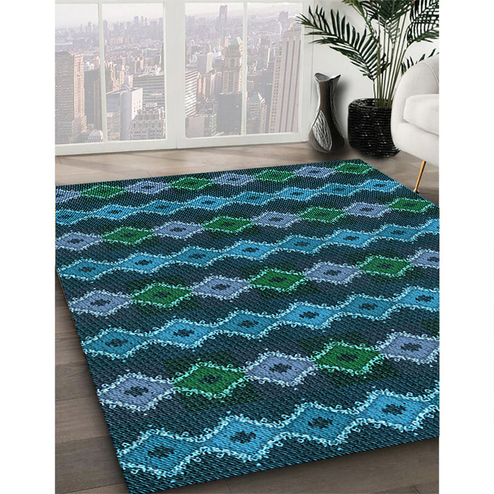 Machine Washable Transitional Deep-Sea Blue Rug in a Family Room, wshpat2877lblu