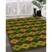 Patterned Dark Yellow Green Rug in Family Room, pat2877yw