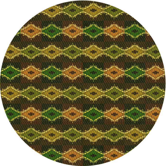 Square Machine Washable Transitional Dark Yellow Green Rug in a Living Room, wshpat2877yw