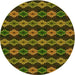 Square Patterned Dark Yellow Green Rug, pat2877yw