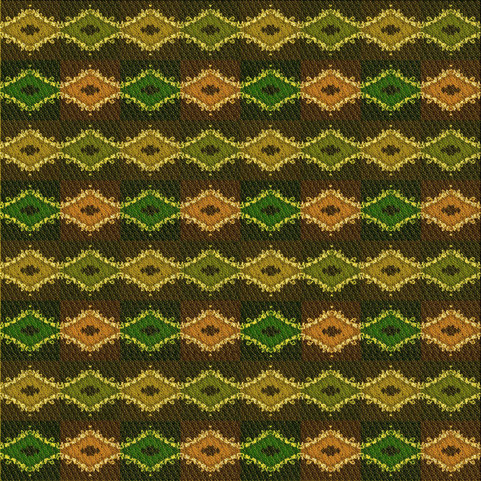 Round Patterned Dark Yellow Green Rug, pat2877yw