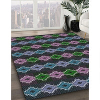 Patterned Charcoal Black Novelty Rug, pat2877