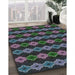 Patterned Charcoal Black Novelty Rug in Family Room, pat2877