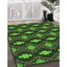 Machine Washable Transitional Dark Forest Green Rug in a Family Room, wshpat2878grn