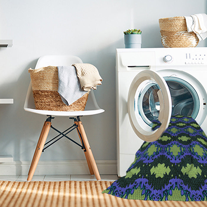 Machine Washable Transitional Deep-Sea Blue Rug in a Washing Machine, wshpat2878lblu