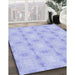 Patterned Blue Rug in Family Room, pat2879blu