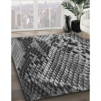 Patterned Charcoal Black Novelty Rug, pat287