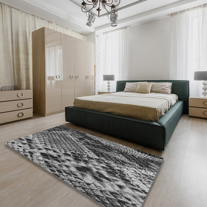 Machine Washable Transitional Charcoal Black Rug in a Bedroom, wshpat287