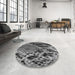 Round Patterned Charcoal Black Novelty Rug in a Office, pat287