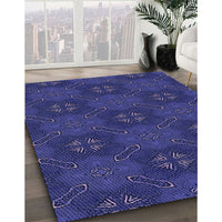 Patterned Denim Dark Blue Rug, pat288blu