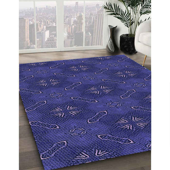 Machine Washable Transitional Denim Dark Blue Rug in a Family Room, wshpat288blu