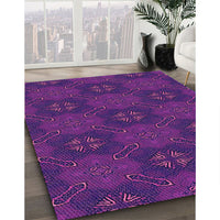 Patterned Dark Magenta Purple Rug, pat288pur