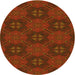 Square Patterned Mahogany Brown Rug, pat288yw