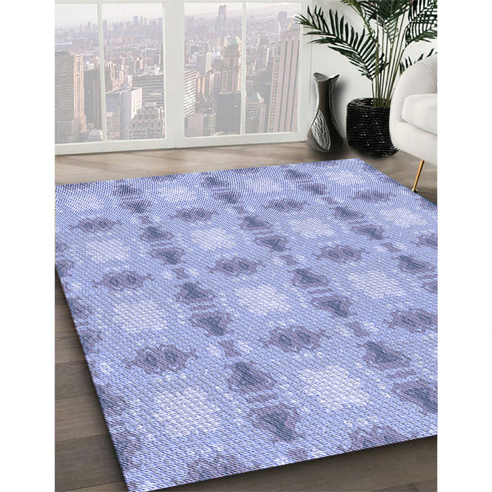 Patterned Blue Rug in Family Room, pat2880blu