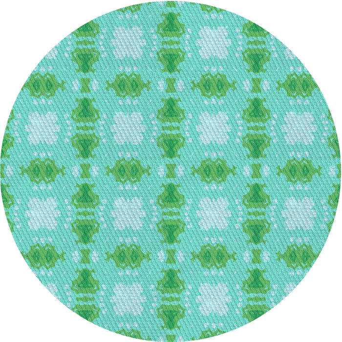 Square Patterned Turquoise Green Rug, pat2880lblu