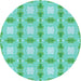 Square Patterned Turquoise Green Rug, pat2880lblu