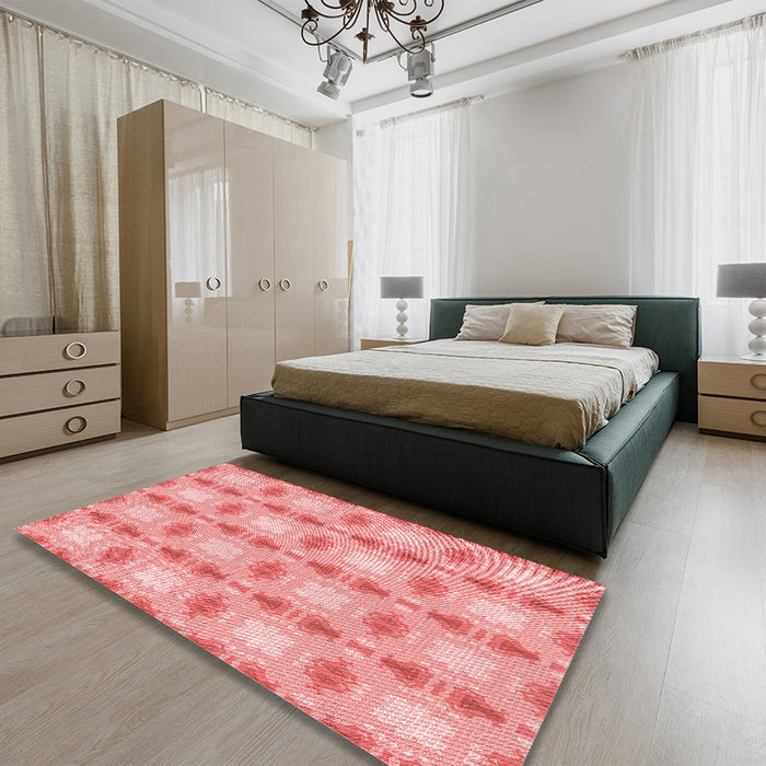 Round Machine Washable Transitional Pastel Pink Rug in a Office, wshpat2880rd