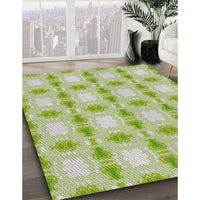 Patterned Tea Green Novelty Rug, pat2880