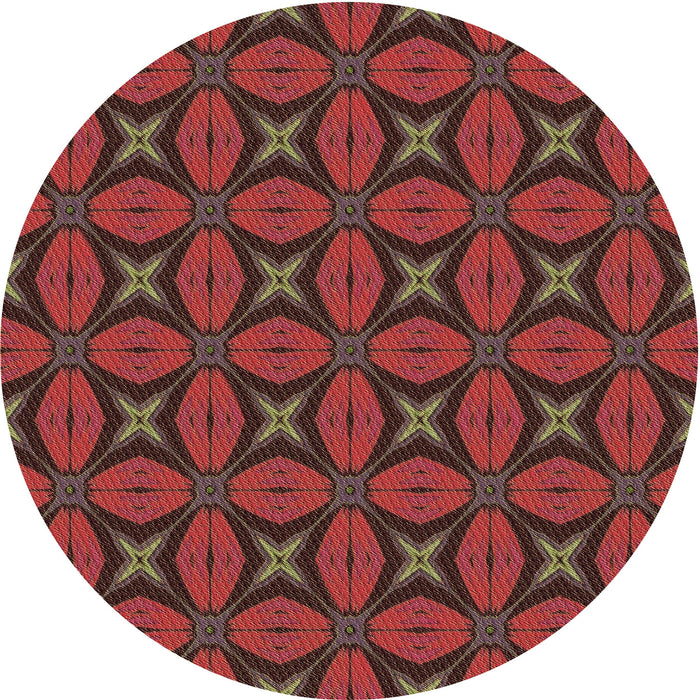 Square Patterned Cranberry Red Rug, pat2881brn