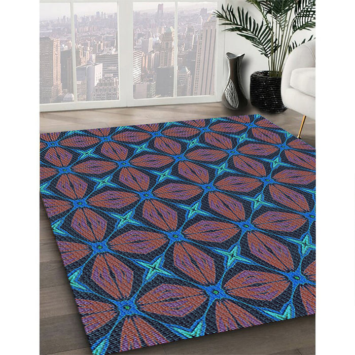 Patterned Plum Purple Rug in Family Room, pat2881lblu