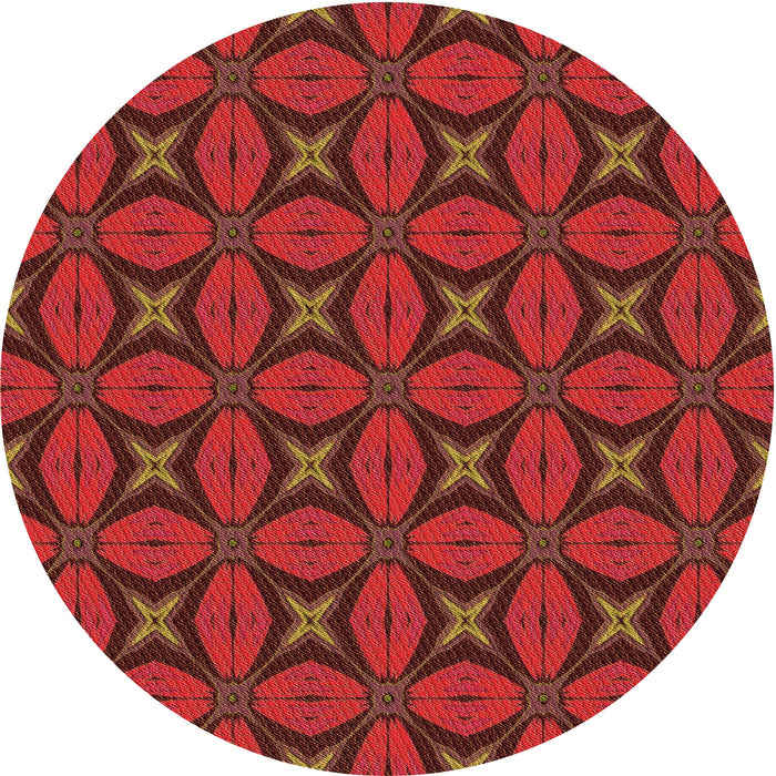 Square Patterned Red Rug, pat2881org