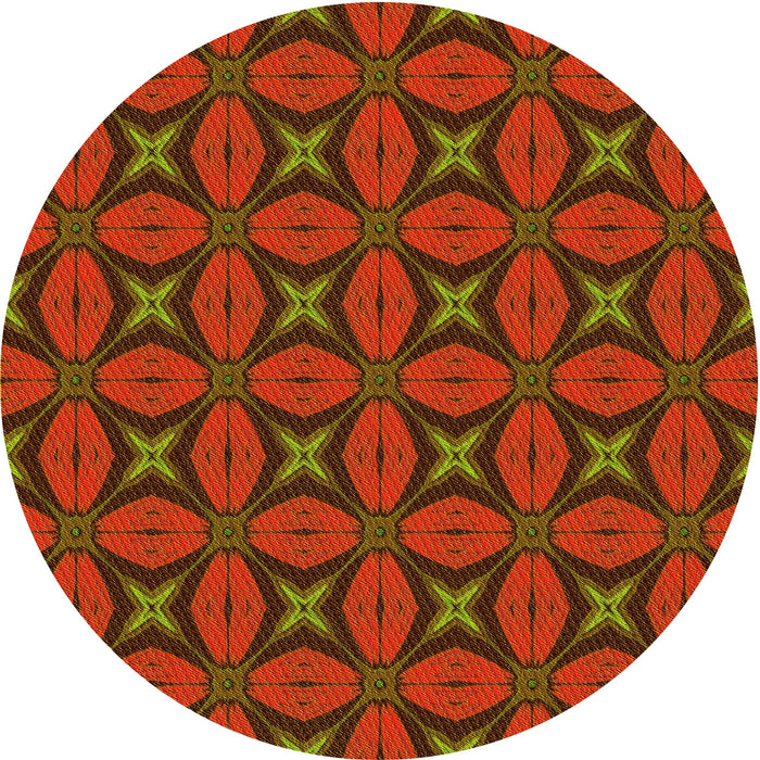 Square Patterned Mahogany Brown Rug, pat2881yw