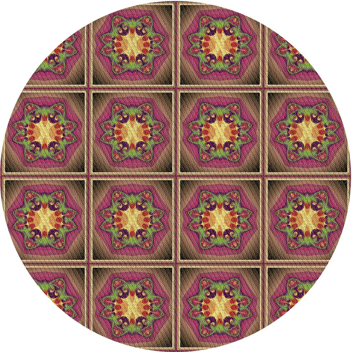 Square Patterned Bronze Brown Rug, pat2882brn