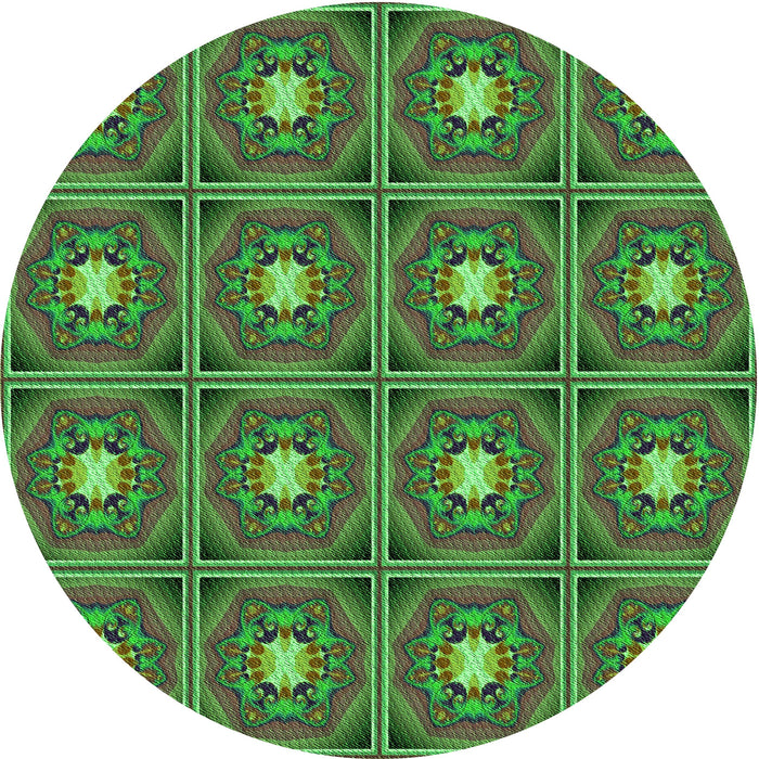 Square Patterned Army Green Rug, pat2882grn