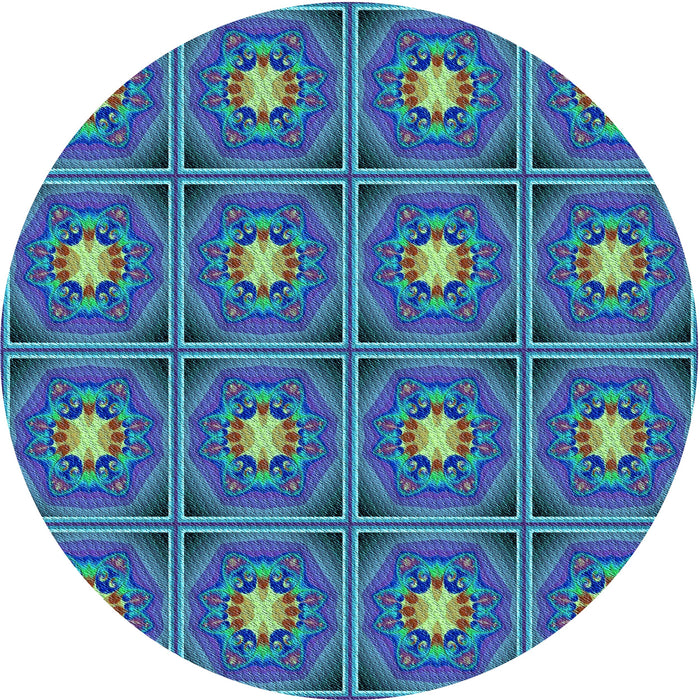 Square Patterned Sapphire Blue Rug, pat2882lblu