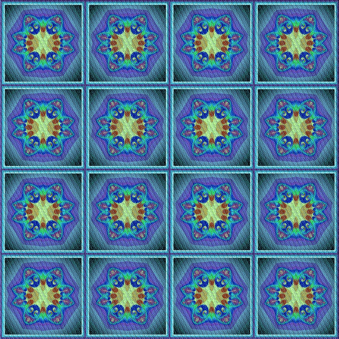 Round Patterned Sapphire Blue Rug, pat2882lblu