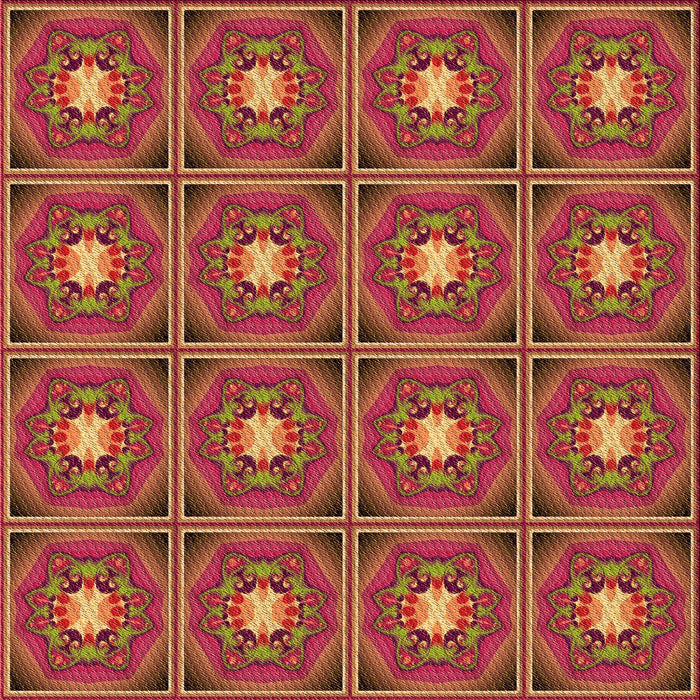 Round Patterned Crimson Red Rug, pat2882org