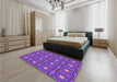 Patterned Purple Rug in a Bedroom, pat2882pur