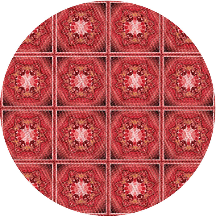 Square Patterned Red Rug, pat2882rd