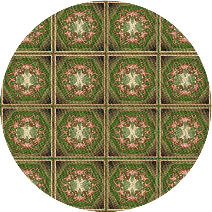 Square Patterned Dark Golden Brown Rug, pat2883brn