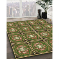 Patterned Dark Golden Brown Rug, pat2883brn