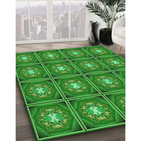 Patterned Green Rug, pat2883grn